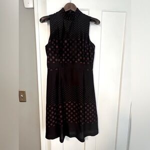 Black and Maroon sleeveless polka dot dress. Size M. Who What Wear.